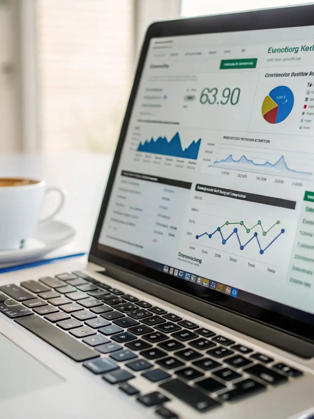 A focused image of a laptop displaying SEO analytics dashboards, highlighting keyword rankings and organic traffic growth, symbolizing Is It Marketing's SEO expertise.